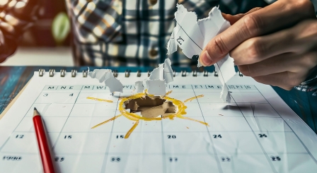 Sun shining from torn calendar