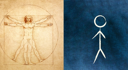 Vitruvian man with stick man