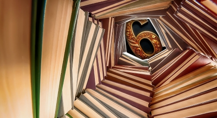 Tower of books with number 6