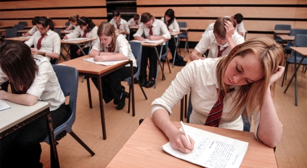 Students taking GCSE exams