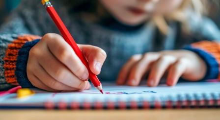 Children holding a pencil