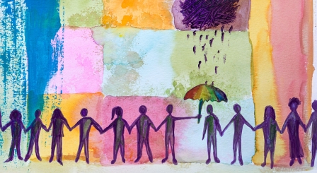Mental health support teams holding umbrella
