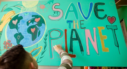 Save the planet hand drawn poster
