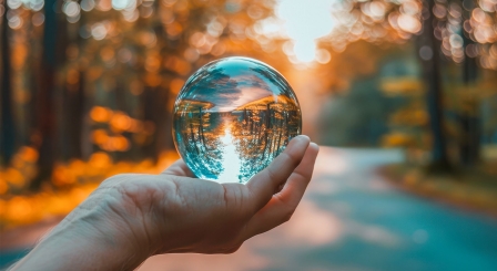 Looking through a glass ball