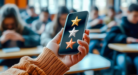 smart phone screen with star ratings