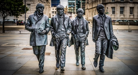 Beatles statue with skull