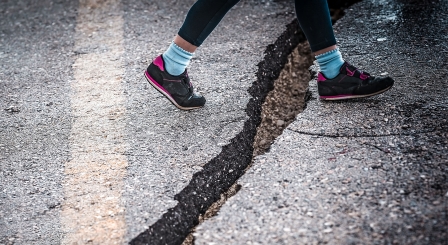 Stepping over narrow crack