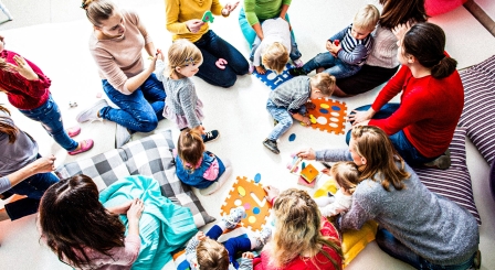 Group of parents meeting with kids