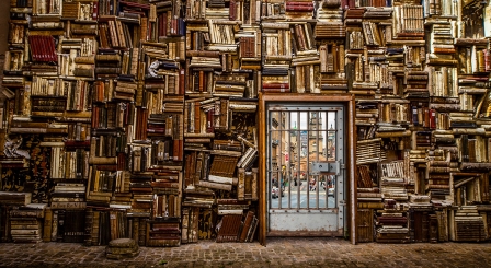 Prison cell made of books