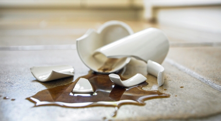 Smashed tea cup