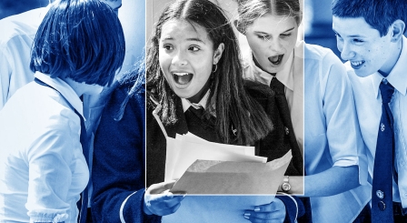 Students receiving exam results