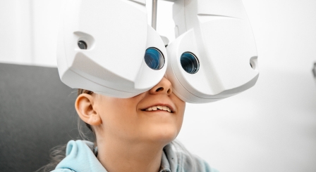 child having eye test
