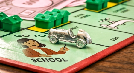 Monopoly board with car