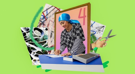 Student doing arts and crafts