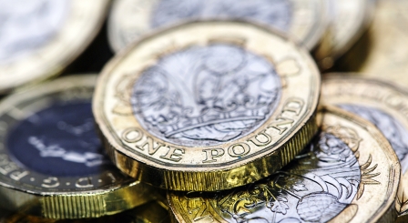 A picture of one pound coins