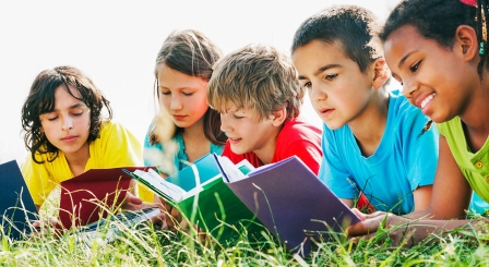 Teenagers reading books