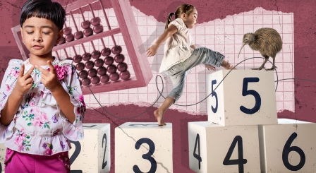 Child climbing blocks