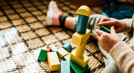 child with blocks