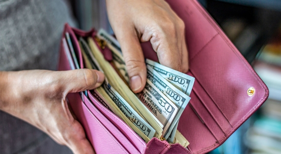 Purse with US dollars