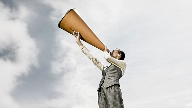 Woman with loud speaker