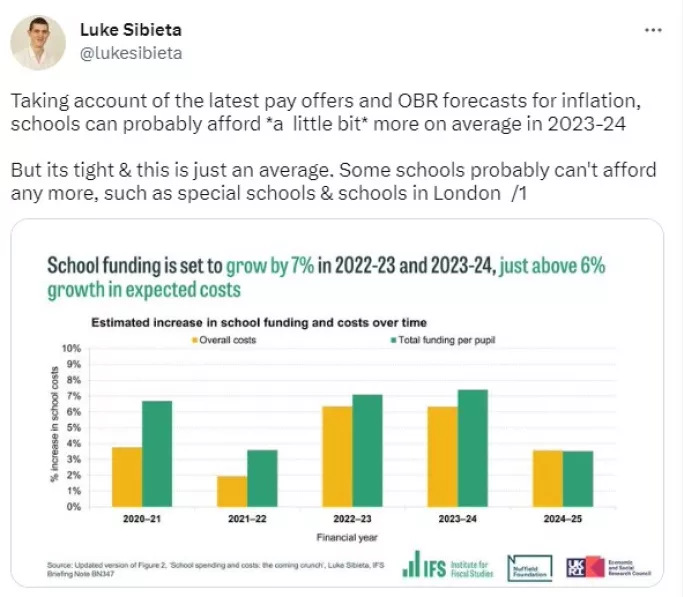 IFS can schools afford teacher pay offer