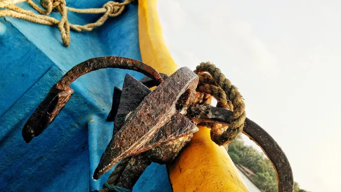 Anchor on side of boat