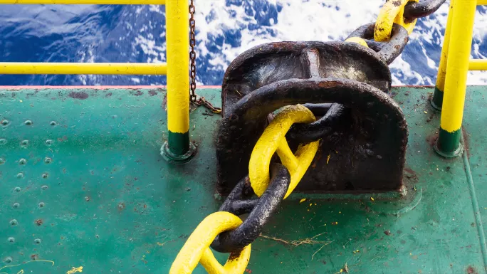 Anchor chain on boat