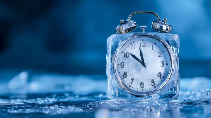 Clock in ice time freeze