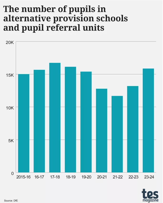 The number of pupils in alternative provision schools and pupil referral units