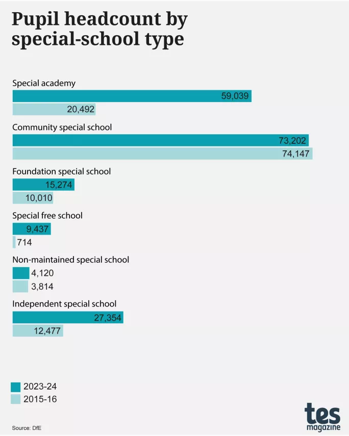 Pupil headcount by special-school type