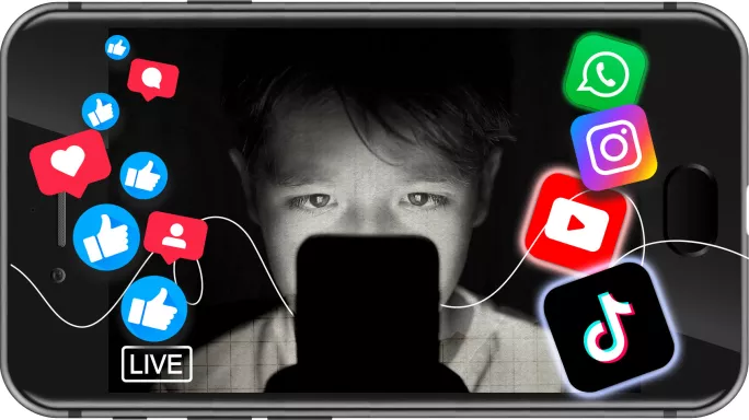 Pupil looking at phone