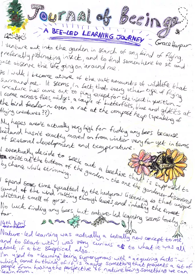 Page 1 of Grace Harpur's Bee Journal