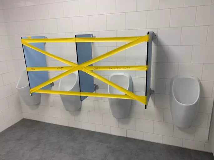 Urinals taped off at The British School in the Netherlands