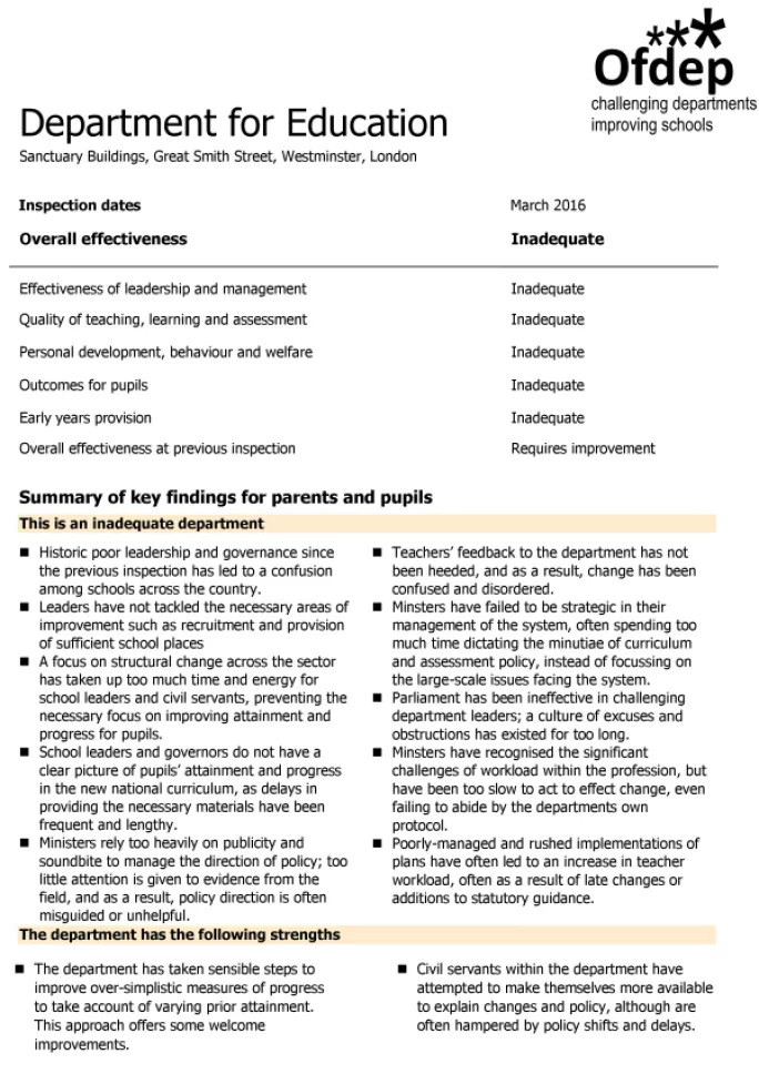 spoof ofsted report