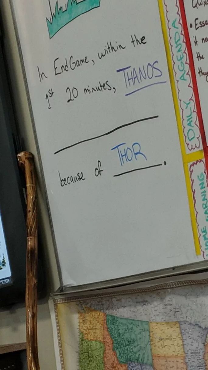 Teachers uses new Marvel movie spoilers to control class