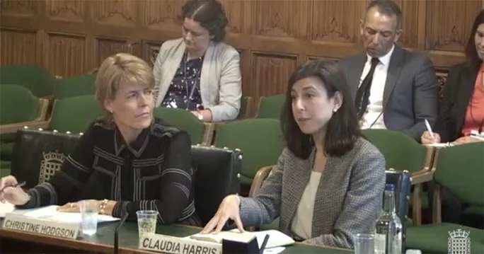 Christine Hodgson and Claudia Harris before MPs on the Commons Education Select Committee