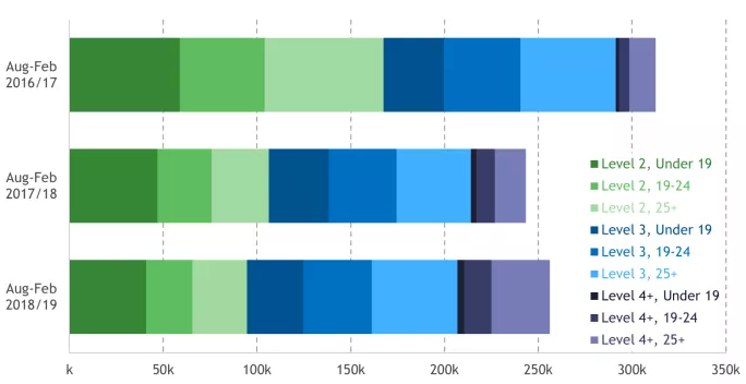 Figure 1: Apprenticeship starts by and level