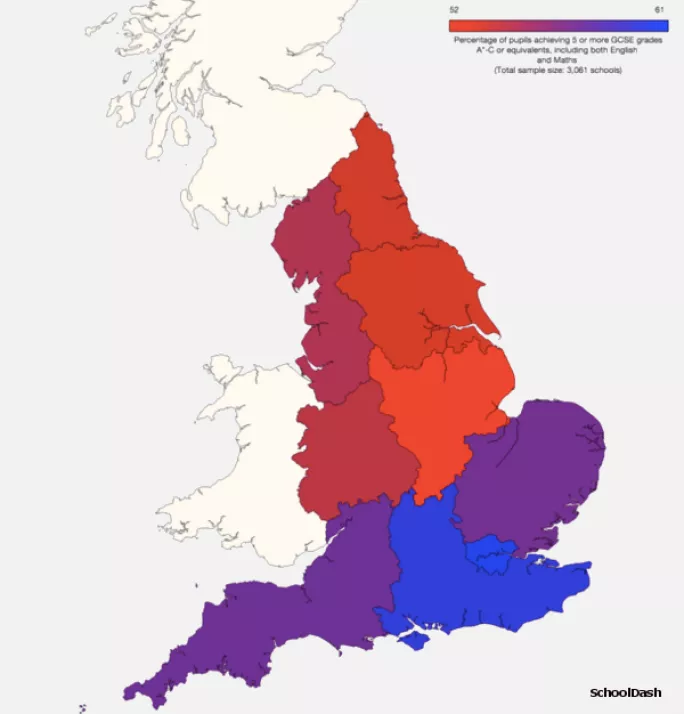 map of GCSE attainment