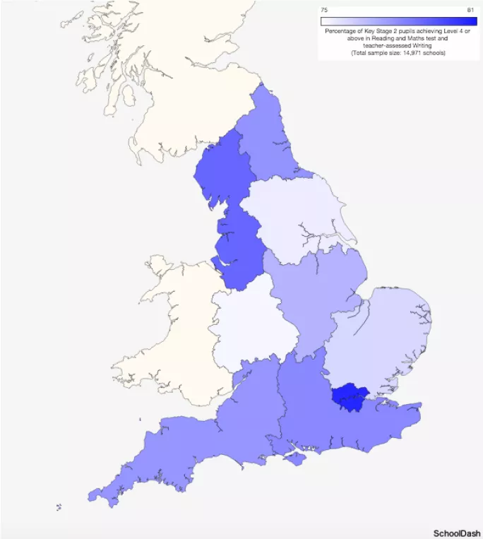 map of key stage 2 results