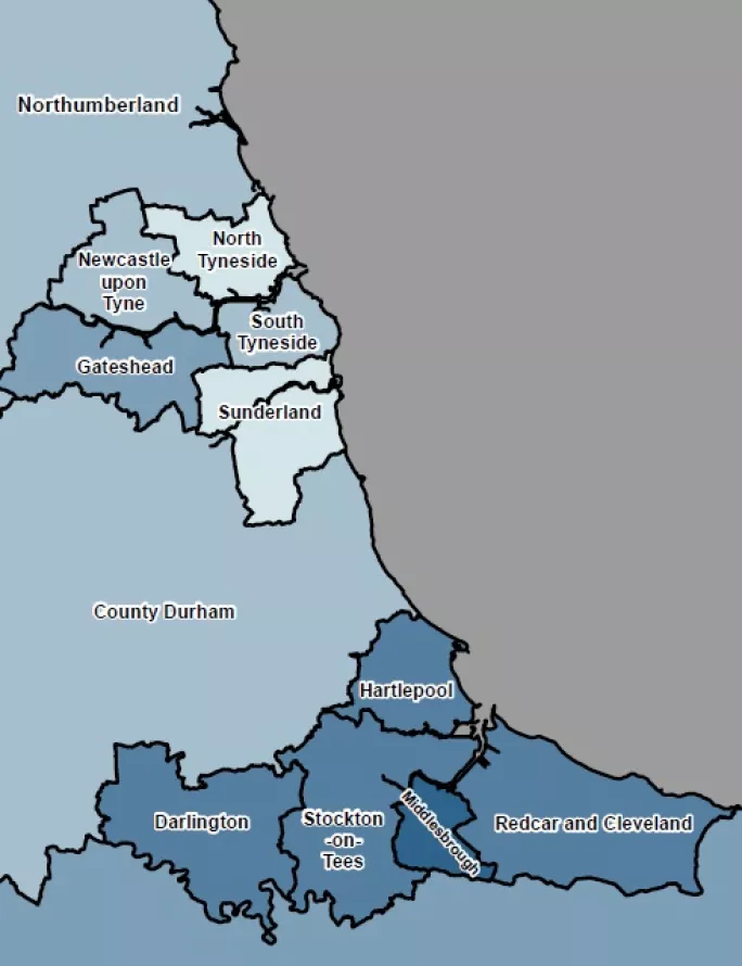 north east detail on fixed term exclusion heat map