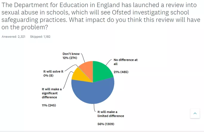 Graph showing students' responses on the Tes survey