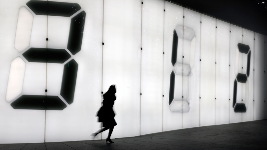 Digital numbers on a wall