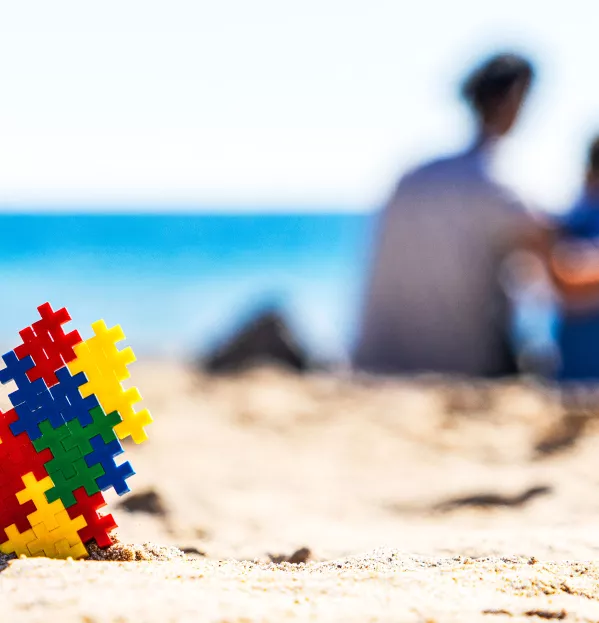 Autism symbol in sand