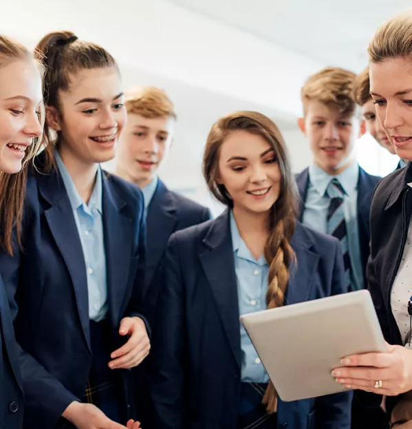 Teacher with students