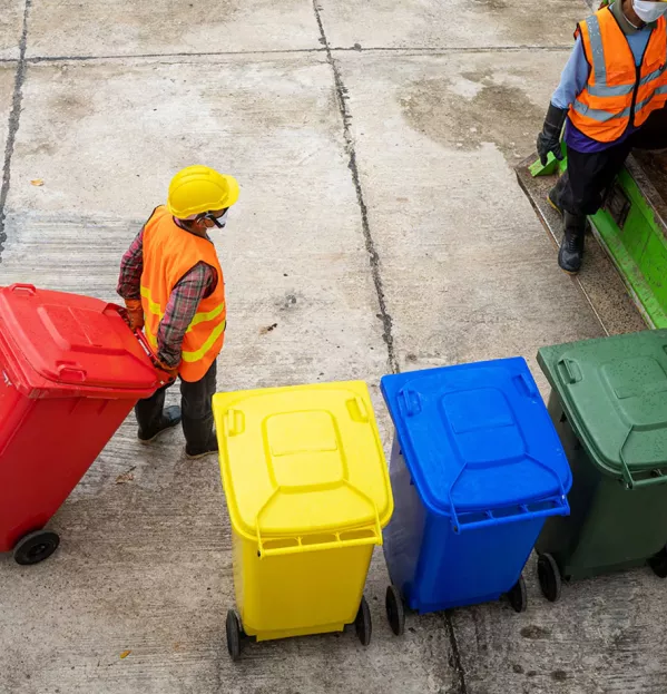 Coloured dustbins differentiation