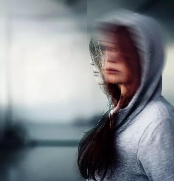 Teenage girl looking vulnerable