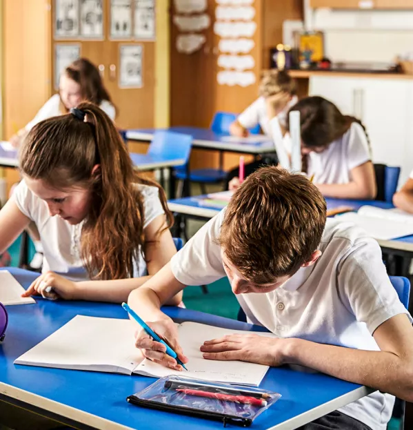 Children in a secondary classroom