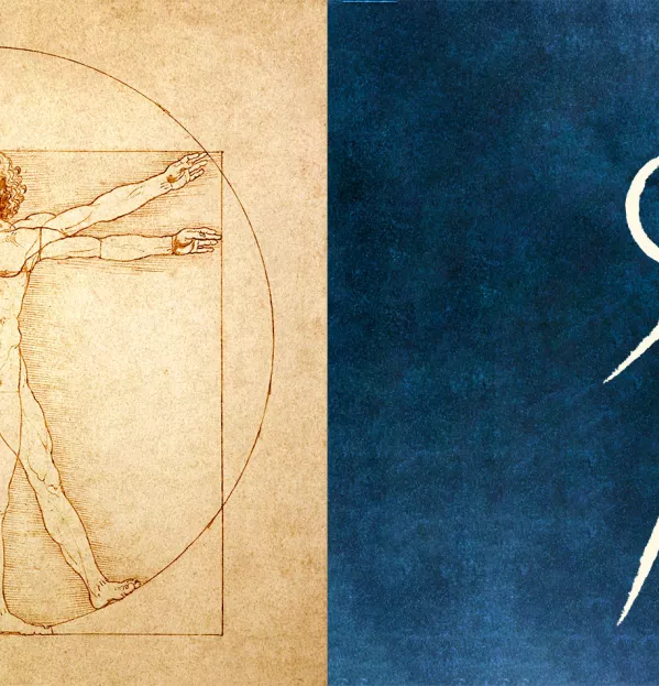 Vitruvian man with stick man
