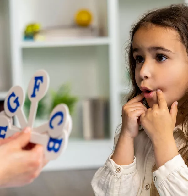 Child in speech therapy