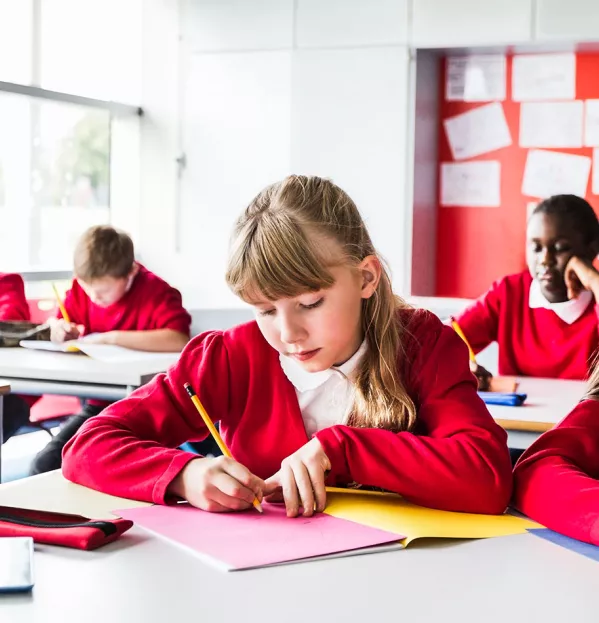 Children in secondary classroom